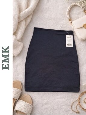 EMK Black Layering Skirt XS Bamboo Stretch Mini